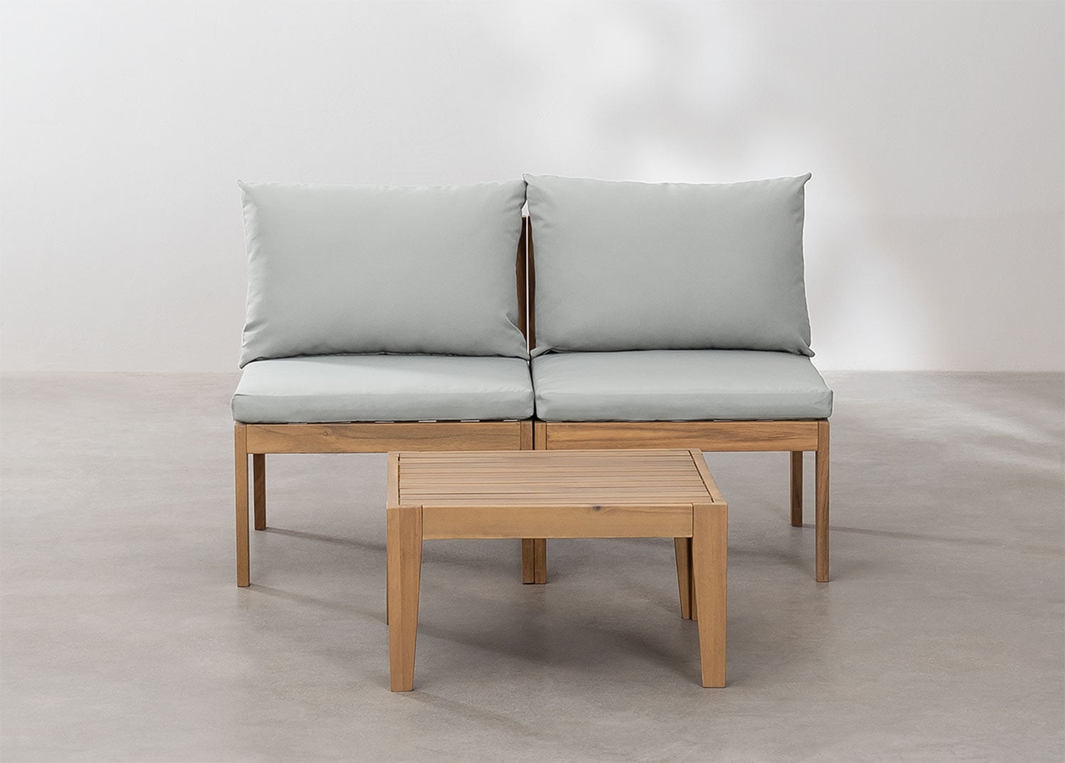 Conjunto jardín con sofá modular de 2 piezas y mesa de centro en madera de acacia Filips, imagen de galer&iacute;a 3