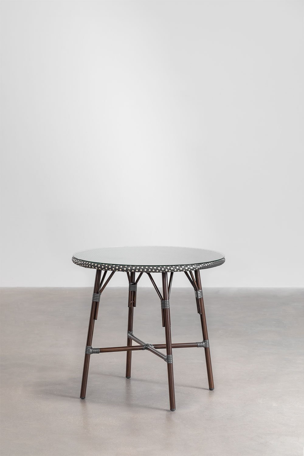 Mesa de Jardín Redonda en Aluminio y Ratán Sintético (Ø80 cm) Brielle Bistro  , imagen de galería 2