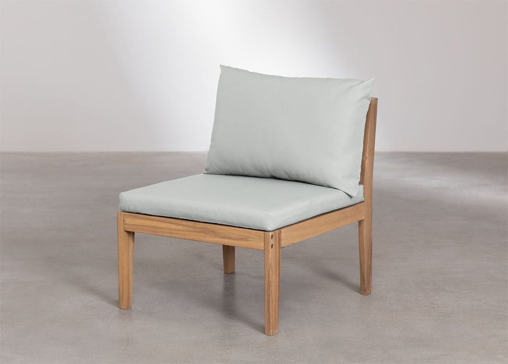 Conjunto de jardín con sofá modular de 4 piezas con reposabrazos y mesa de centro en madera de acacia Filips        , imagen de galería 4