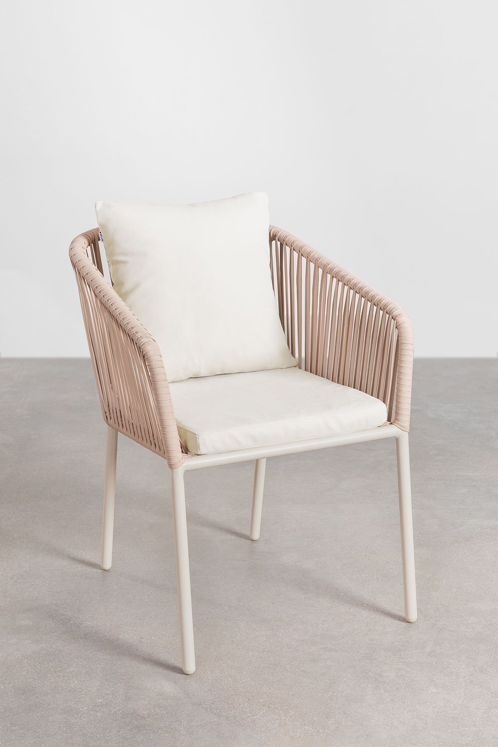 Silla de comedor con reposabrazos en aluminio y cuerda trenzada Arhiza Classic, imagen de galería 2