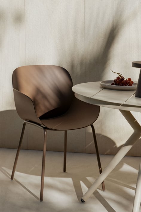 Silla de jardín en hierro y polipropileno Lynette - Marrón Caramelo