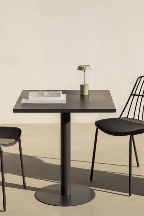 Mesa de jardín cuadrada 70x70 cm en metal Mizzi - Gris Grafito