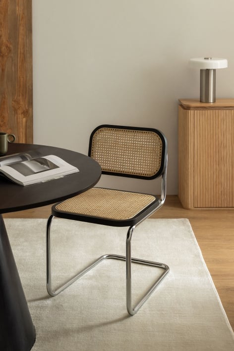 Silla de comedor en ratán Tento - Gris Cromado