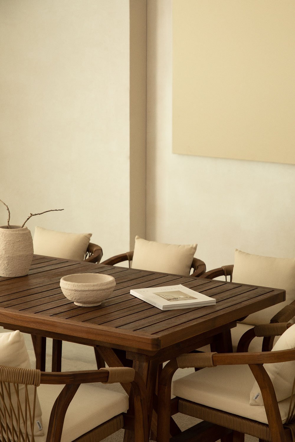 Set de Mesa Extensible Rectangular (200-300x100 cm) y 12 Sillas de Comedor con Reposabrazos en Madera de Acacia Dubai  , imagen de galería 2