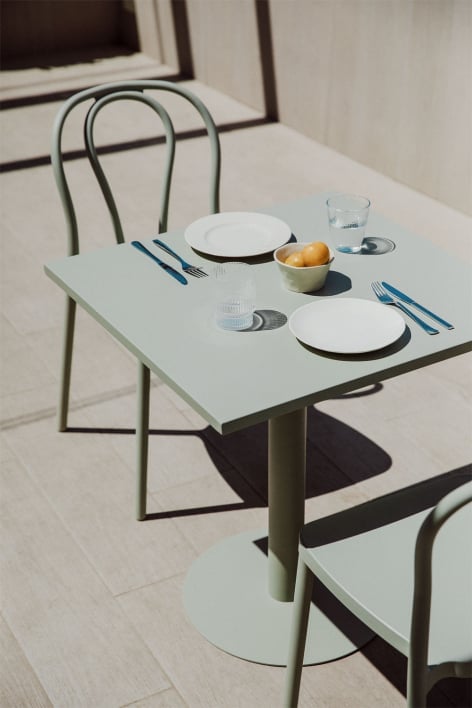 Mesa de jardín cuadrada 70x70 cm en metal Mizzi - Verde Caqui