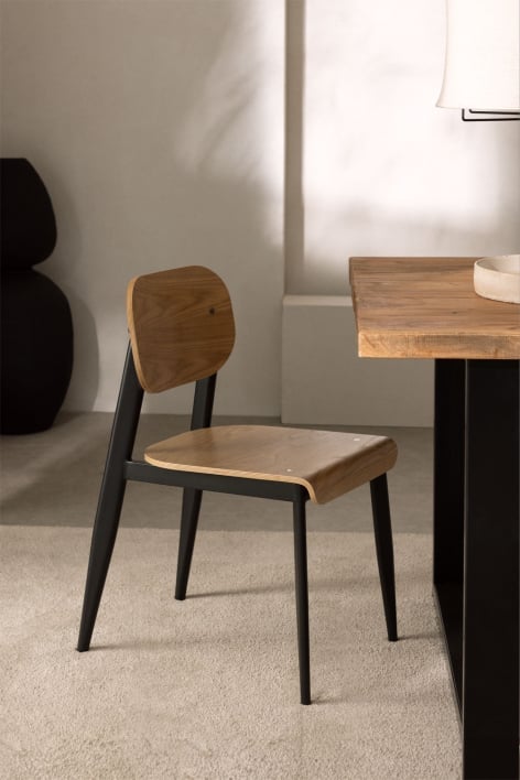 Silla de comedor en chapa de roble y hierro And
