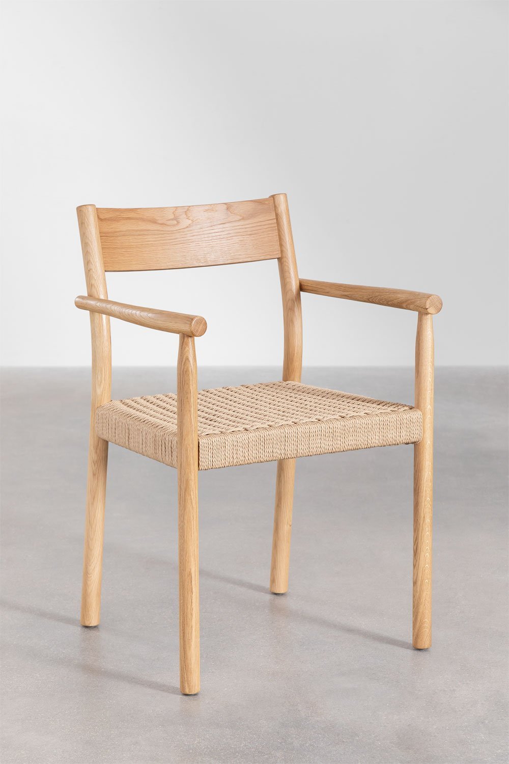 Pack de 4 sillas de jardín en madera de roble y cuerda trenzada Mara , imagen de galería 1