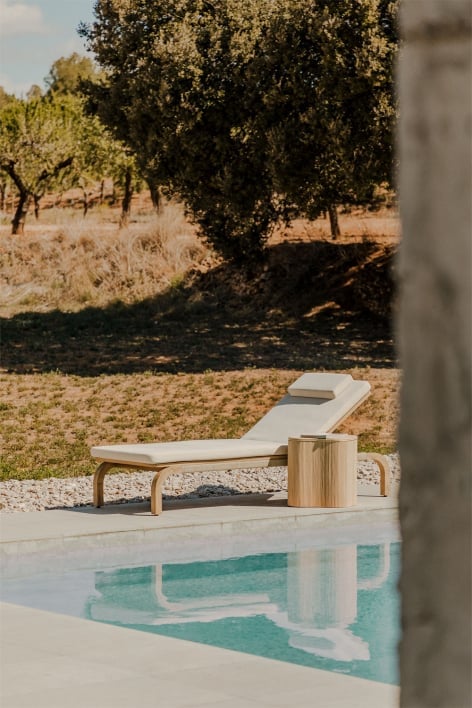 Tumbona reclinable en madera de acacia con cojín Dubai