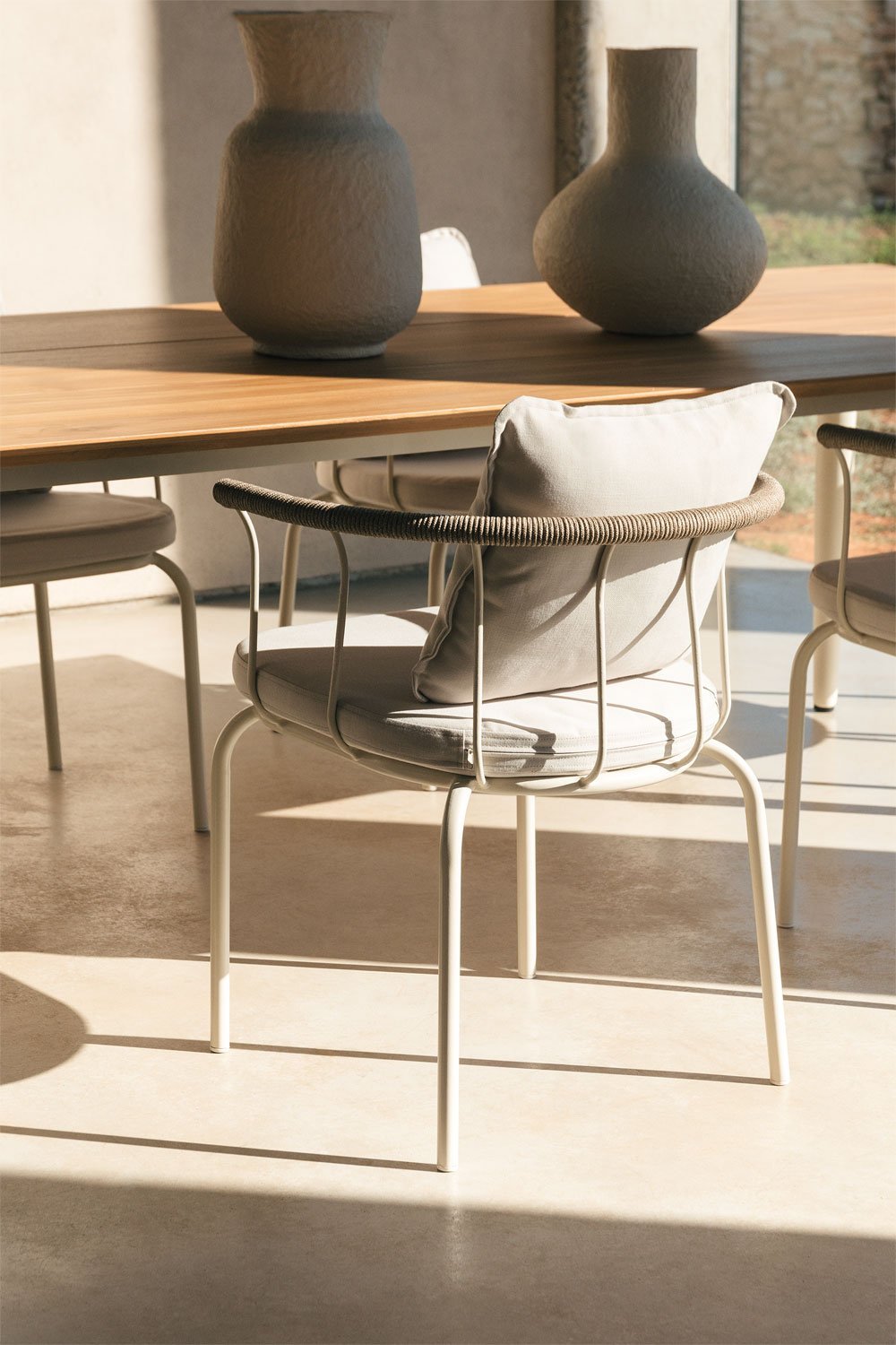 Pack de 2 Sillas de Comedor Apilables con Reposabrazos en Acero Boucid, imagen de galería 1