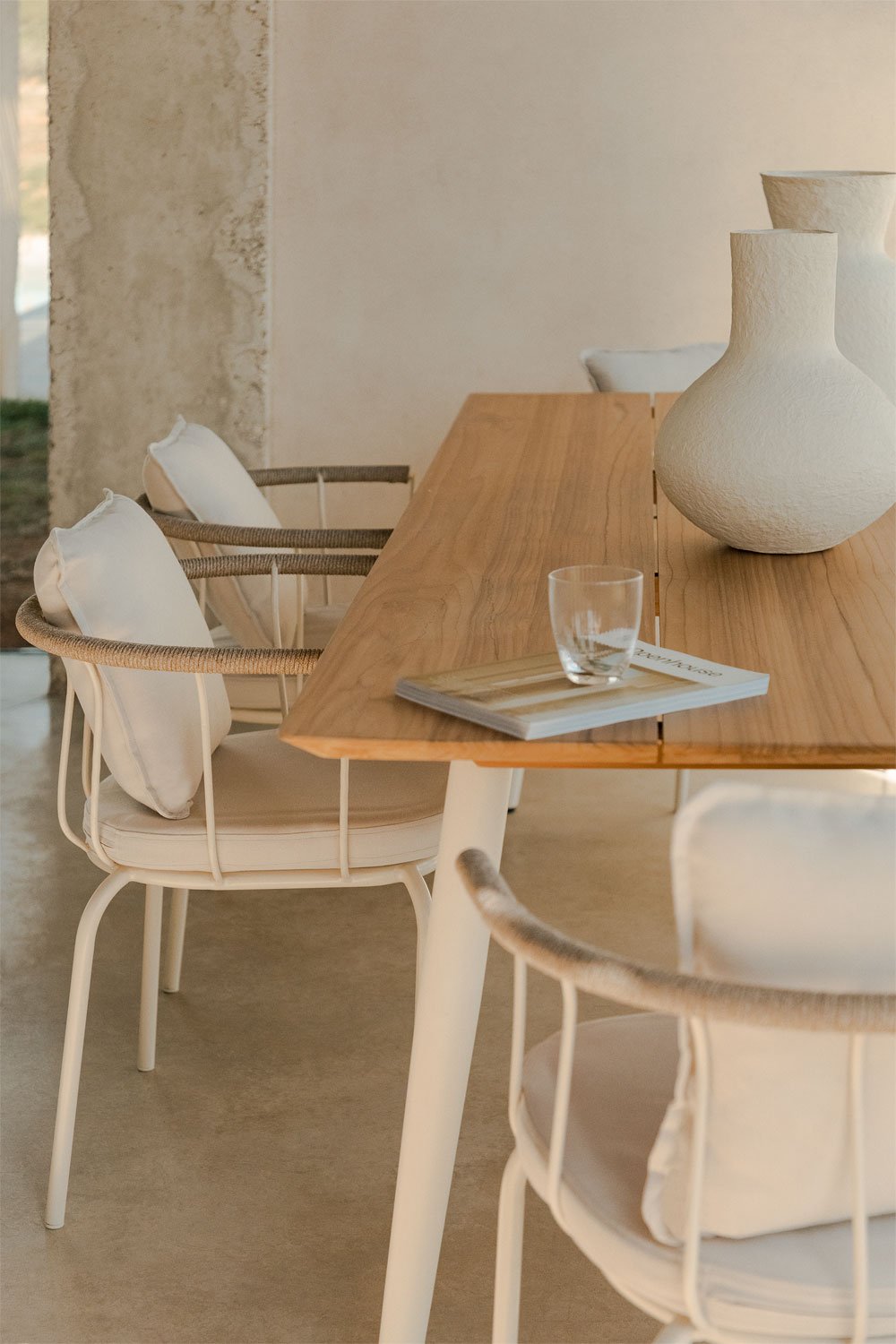 Pack de 2 Sillas de Comedor Apilables con Reposabrazos en Acero Boucid, imagen de galería 2