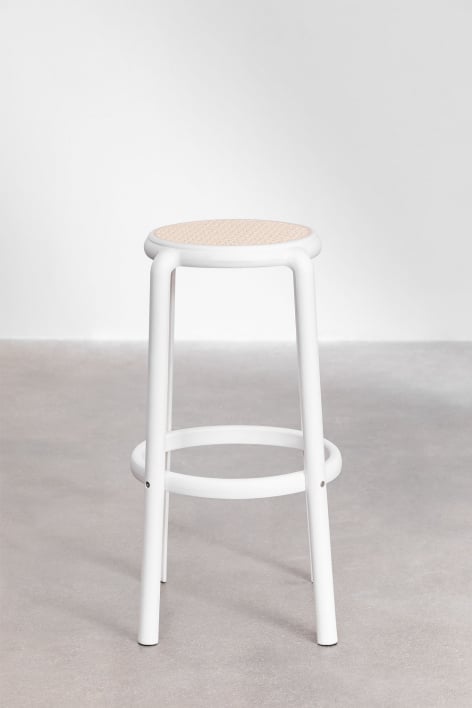 Pack de 2 taburetes altos 75 cm en polipropileno blanco gardenia Omara