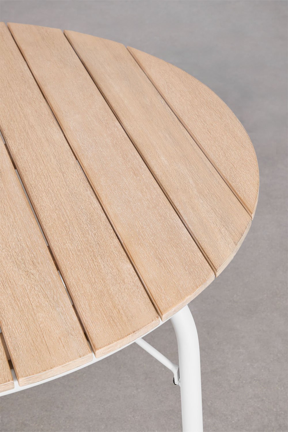 Mesa de jardín redonda Ø100 cm en aluminio y madera de acacia Basper        , imagen de galería 3