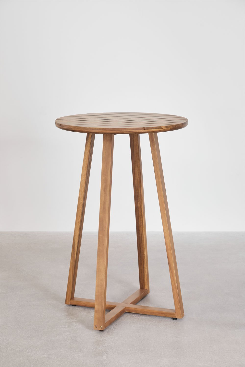 Mesa alta de jardín redonda en madera de acacia (Ø70 cm) Magda, imagen de galería 2