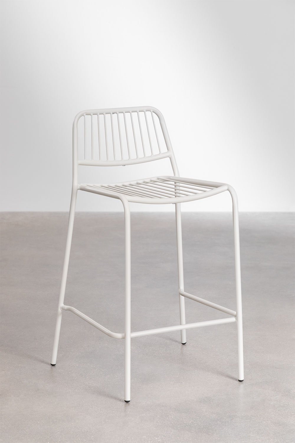 Pack de 4 taburetes altos de jardín 65 cm apilables en acero blanco gardenia Elton, imagen de galería 1