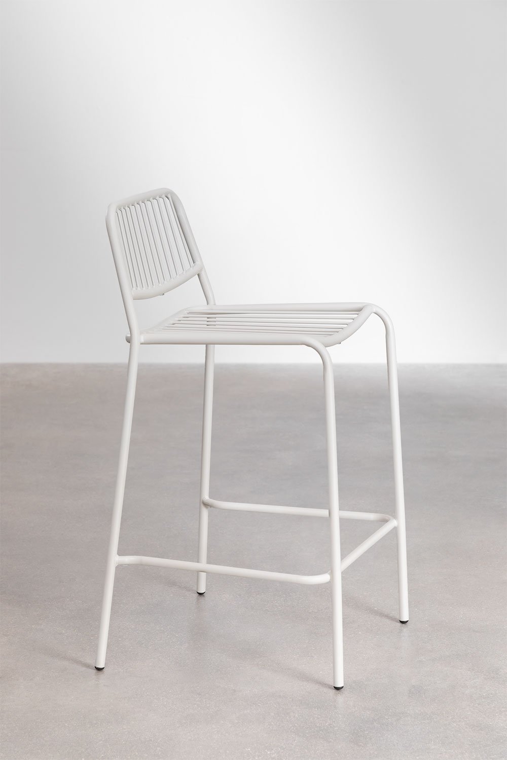 Pack de 4 taburetes altos de jardín 65 cm apilables en acero blanco gardenia Elton, imagen de galería 2