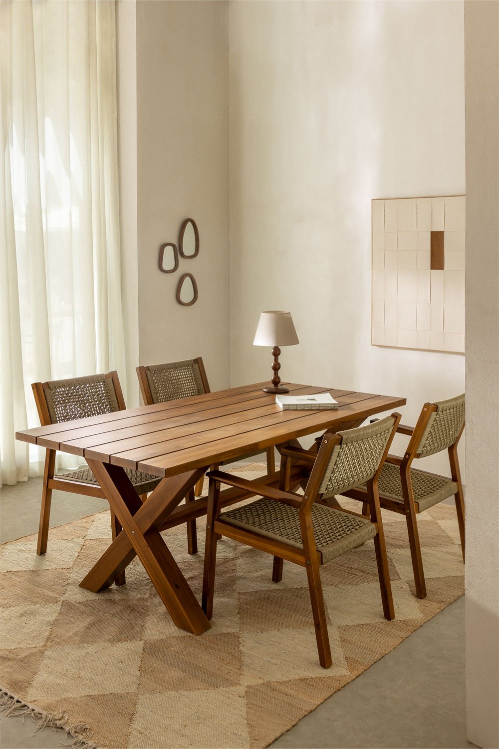 Mesa de comedor rectangular en madera de acacia (180x90 cm) Giada    , imagen de galería 1