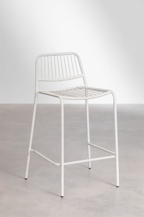 Taburete alto 65 cm apilable en acero blanco gardenia Elton - Blanco Gardenia