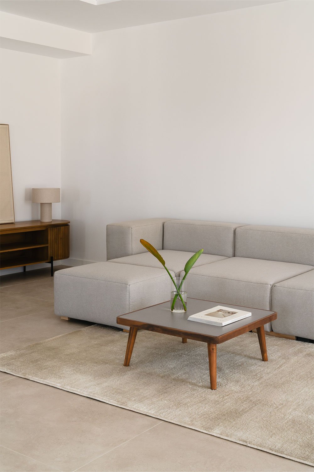 Mesa de Centro en Cemento y Madera de Acacia Marilia   , imagen de galería 1