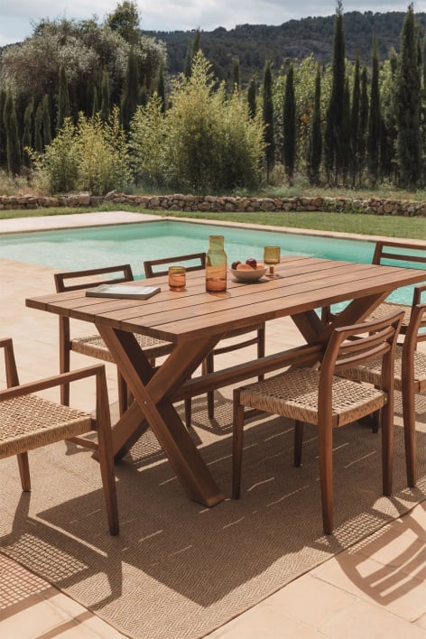 Mesa de jardín rectangular 180x90 cm en madera de acacia Giada