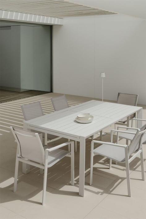 Mesa de jardín rectangular 180-240x100 cm extensible en aluminio Starmi - Blanco Gardenia