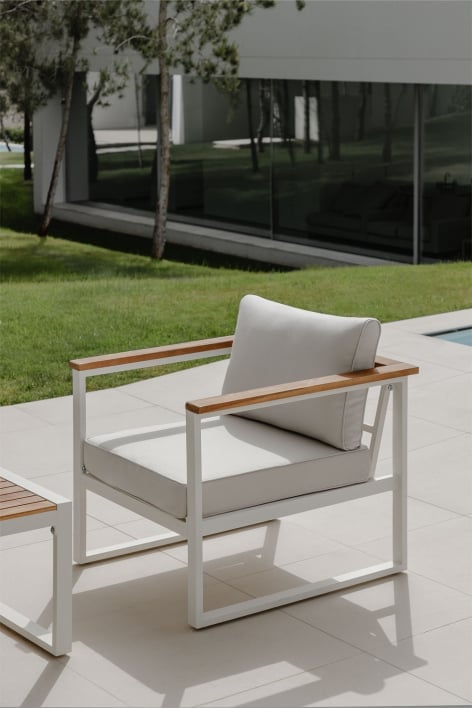 Sillón de Jardín en Aluminio y Madera de Acacia Lipov - Blanco Gardenia