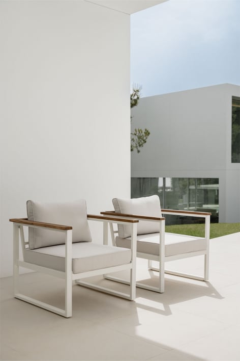 Pack de 2 Sillones de Jardín en Aluminio y Madera de Acacia Lipov