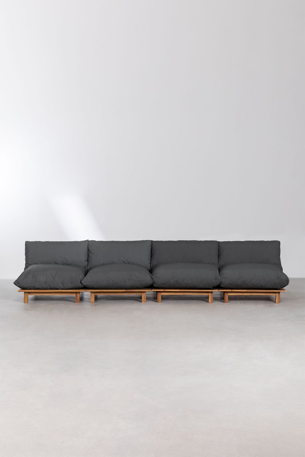 Sofá modular reclinable de jardín de 4 piezas en madera de acacia Brina   , imagen de galer&iacute;a 4