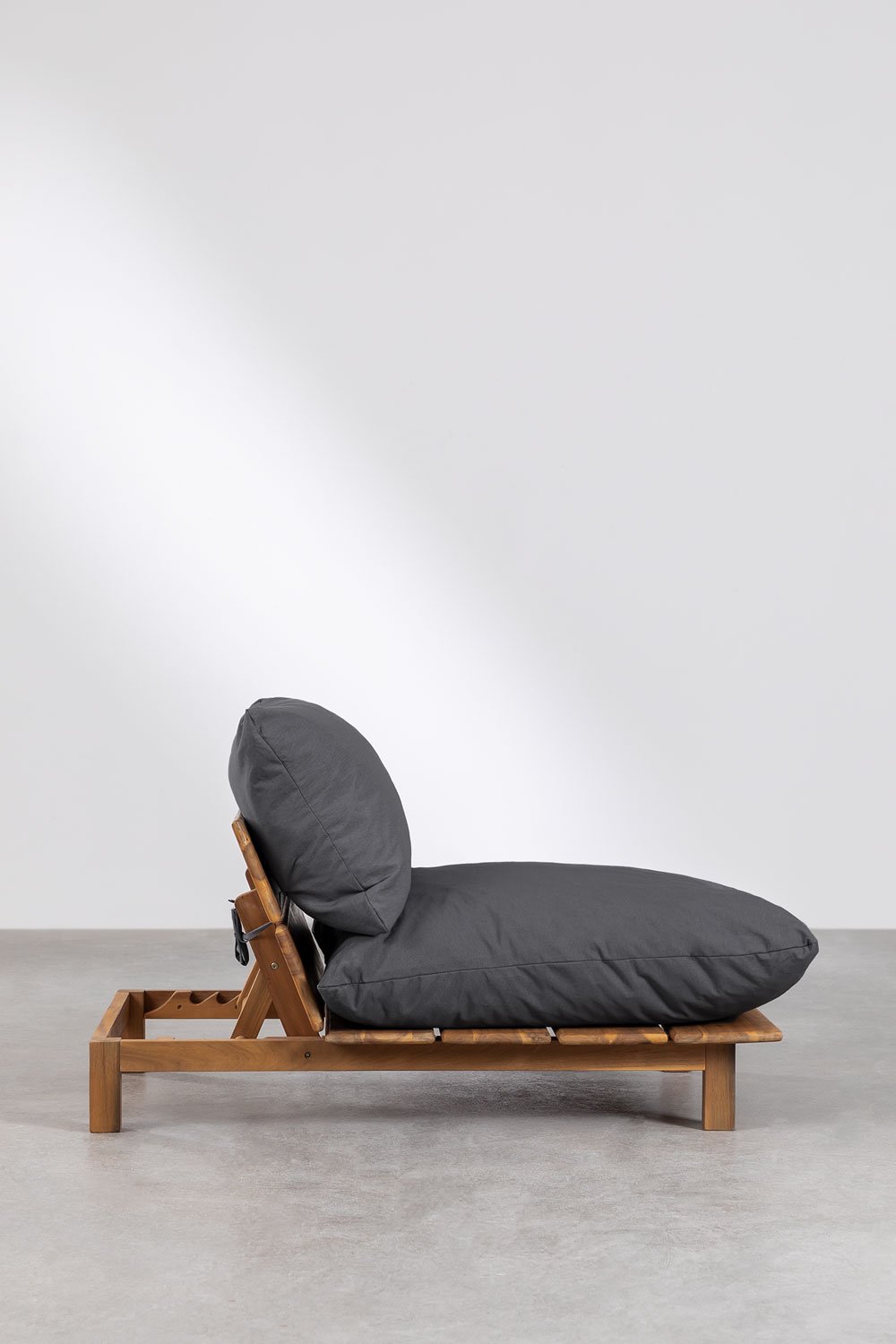 Sofá modular reclinable de 4 piezas con puff en madera de acacia Brina, imagen de galer&iacute;a 5