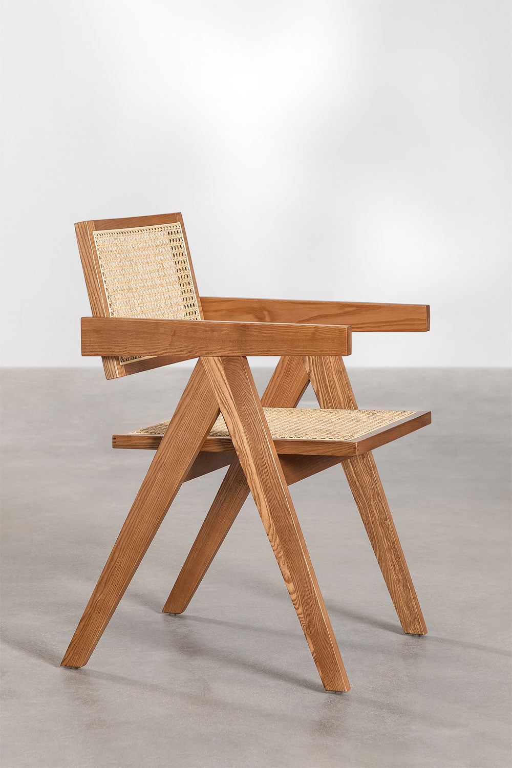 Pack de 2 sillas de Comedor con Reposabrazos en Madera de Fresno y Ratán Lali, imagen de galer&iacute;a 4