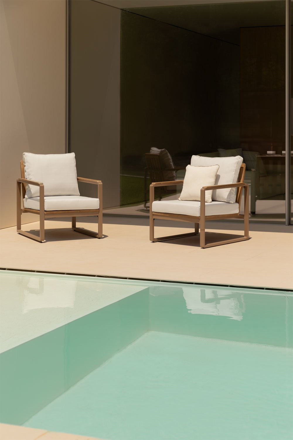 Pack de 2 Sillones de Jardín en Aluminio y Madera de Acacia Giselle, imagen de galería 1