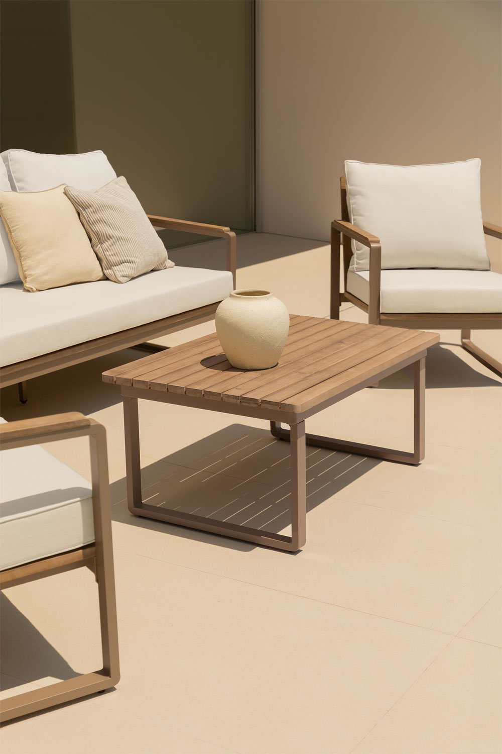 Set de Jardín con Sofá de 3 Plazas en Aluminio y Madera de Acacia Giselle, imagen de galería 2