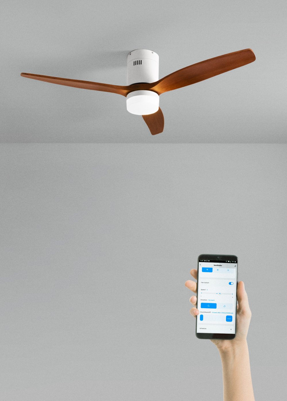 CREATE - WIND CALM - Ventilador de techo 40W silencioso Ø132 cm 100% madera, imagen de galería 1