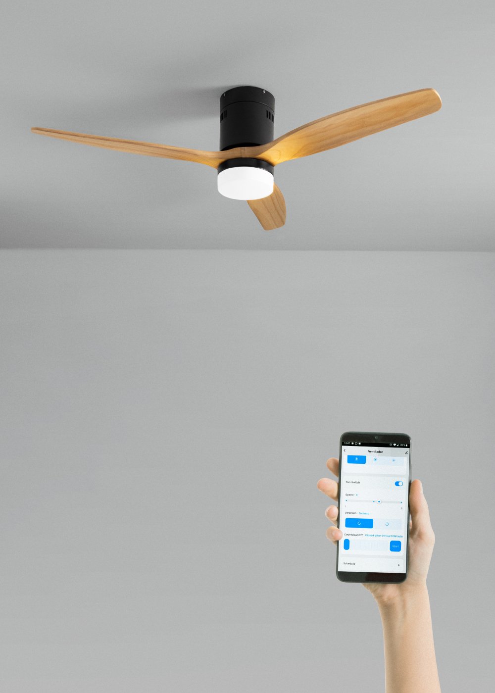 CREATE - WIND CALM - Ventilador de techo 40W silencioso Ø132 cm 100% madera, imagen de galería 1