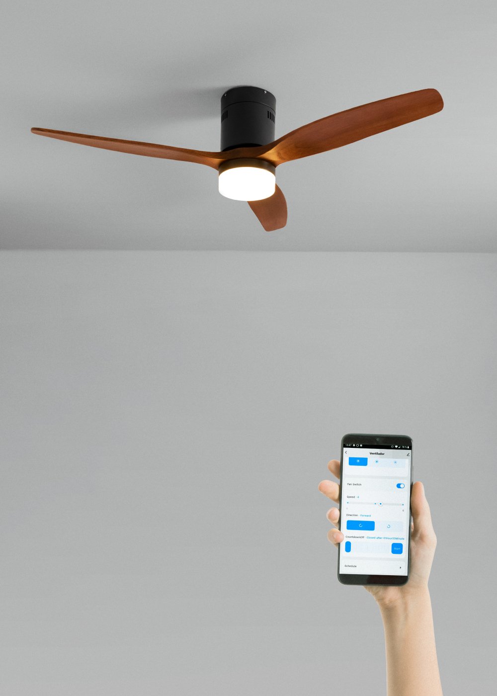 CREATE - WIND CALM - Ventilador de techo 40W silencioso Ø132 cm 100% madera, imagen de galería 1