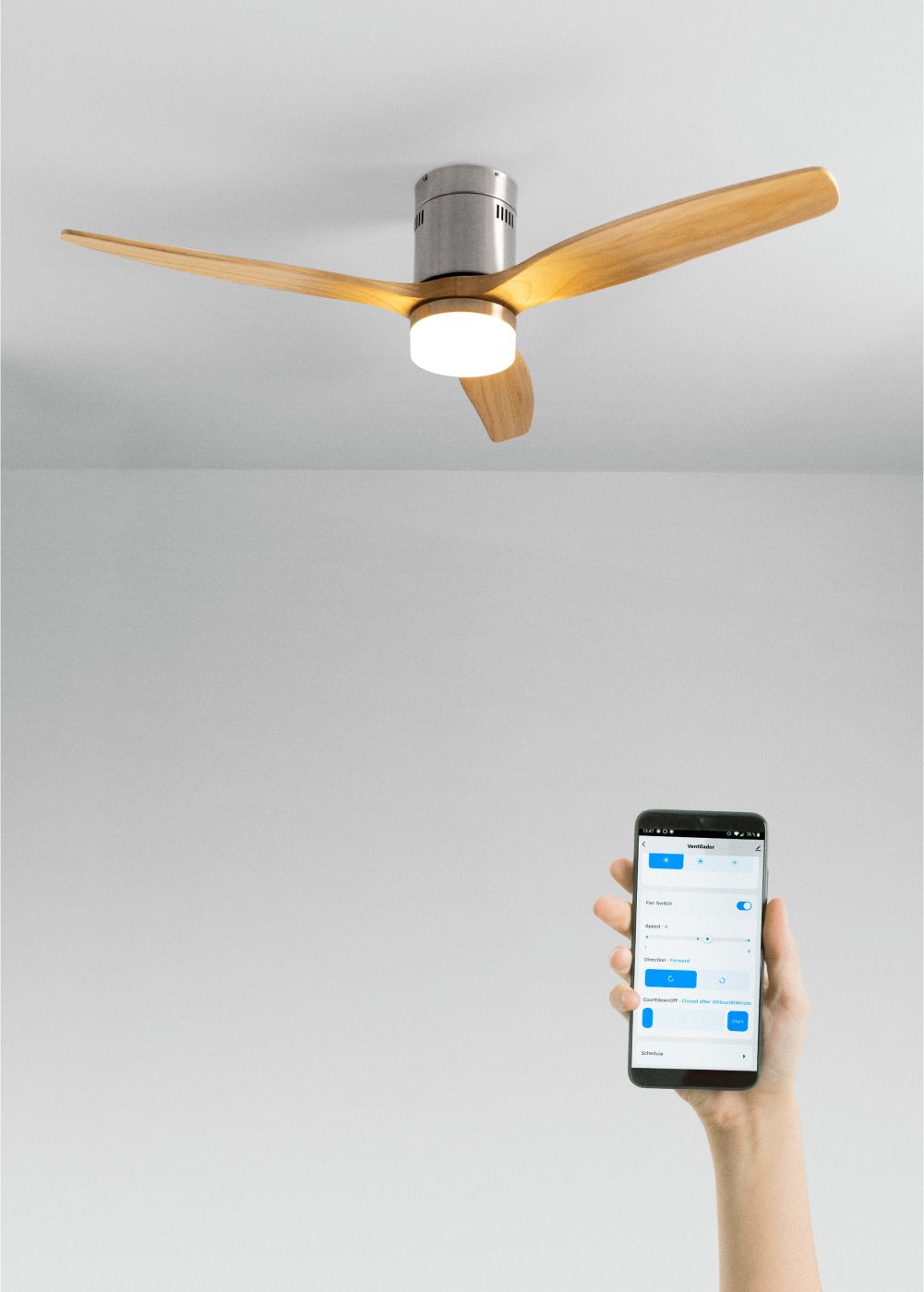 CREATE - WIND CALM - Ventilador de techo 40W silencioso Ø132 cm 100% madera, imagen de galería 1