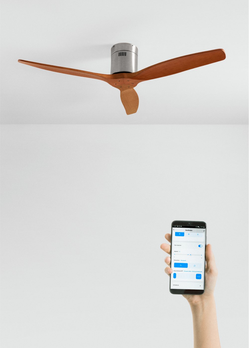 CREATE - WIND CALM - Ventilador de techo 40W silencioso Ø132 cm 100% madera, imagen de galería 1