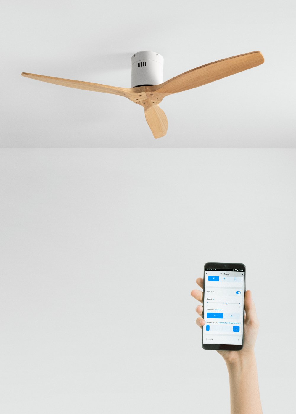 CREATE - WIND CALM - Ventilador de techo 40W silencioso Ø132 cm 100% madera, imagen de galería 1