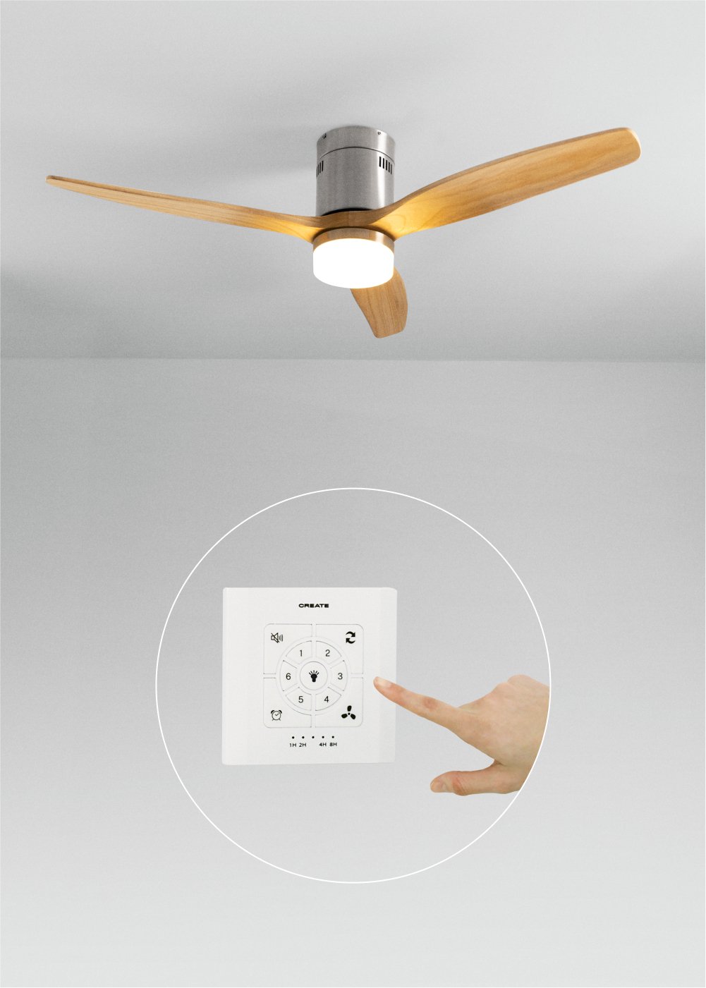 CREATE - WIND CALM - Ventilador de techo 40W silencioso Ø132 cm 100% madera, imagen de galería 1