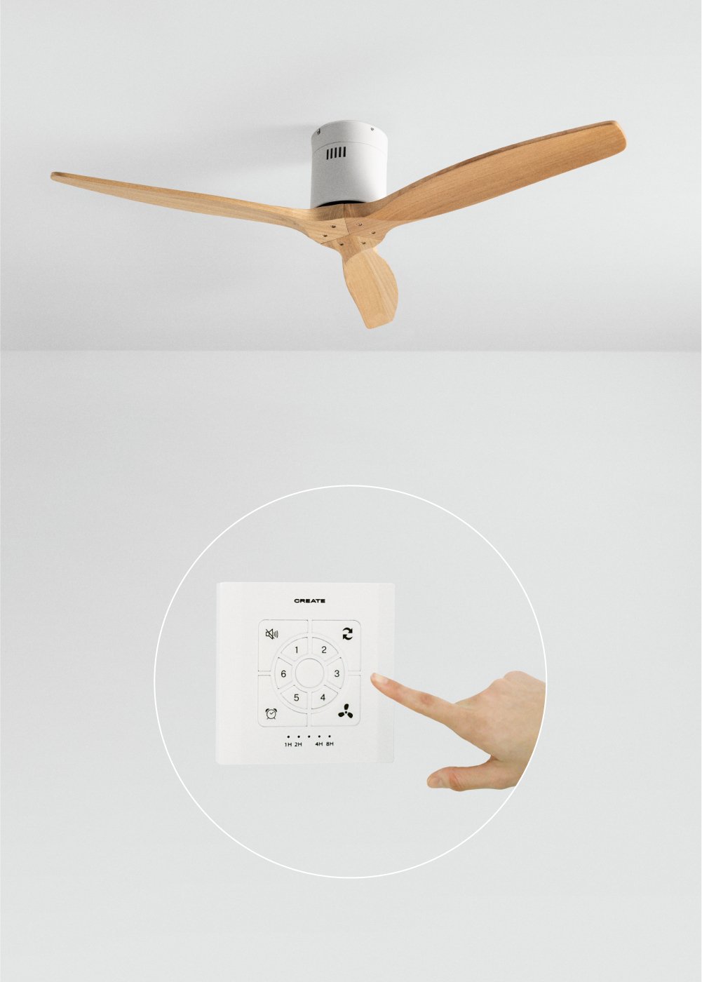 CREATE - WIND CALM - Ventilador de techo 40W silencioso Ø132 cm 100% madera, imagen de galería 1