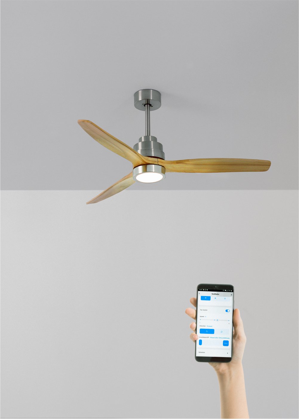 CREATE - WIND STYLANCE - Ventilador de techo 40W silencioso Ø132 cm 100% madera, imagen de galería 1