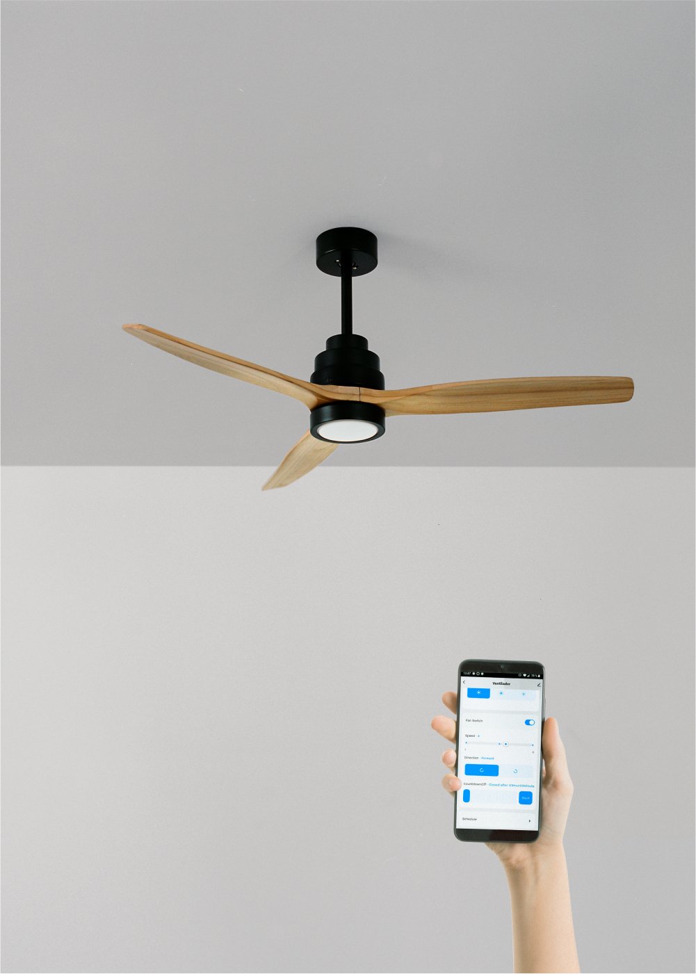 CREATE - WIND STYLANCE - Ventilador de techo 40W silencioso Ø132 cm 100% madera, imagen de galería 1