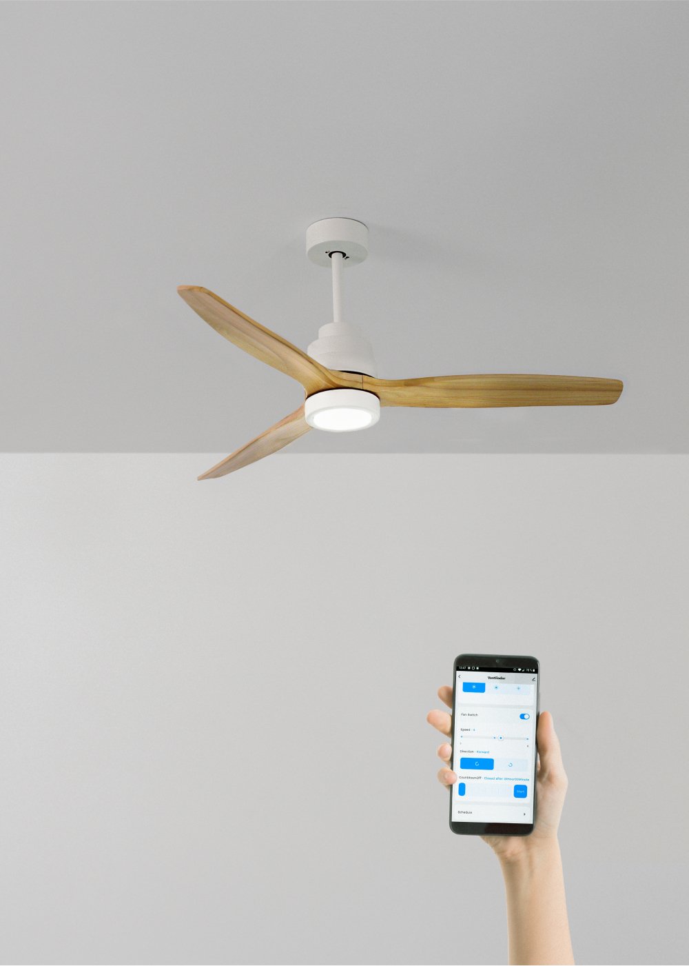 CREATE - WIND STYLANCE - Ventilador de techo 40W silencioso Ø132 cm 100% madera, imagen de galería 1