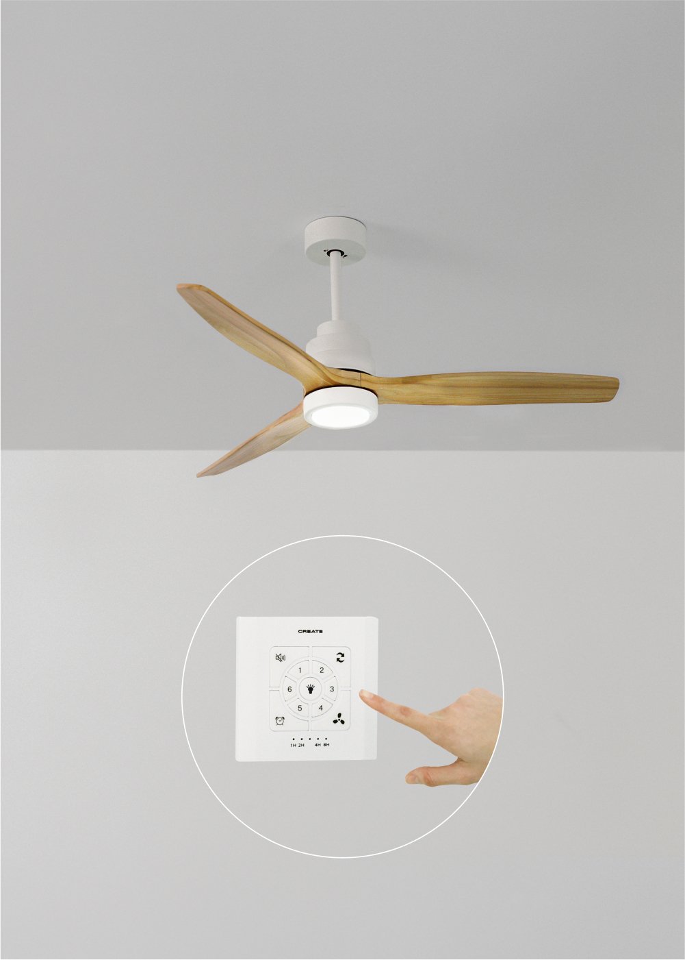 CREATE - WIND STYLANCE - Ventilador de techo 40W silencioso Ø132 cm 100% madera, imagen de galería 1