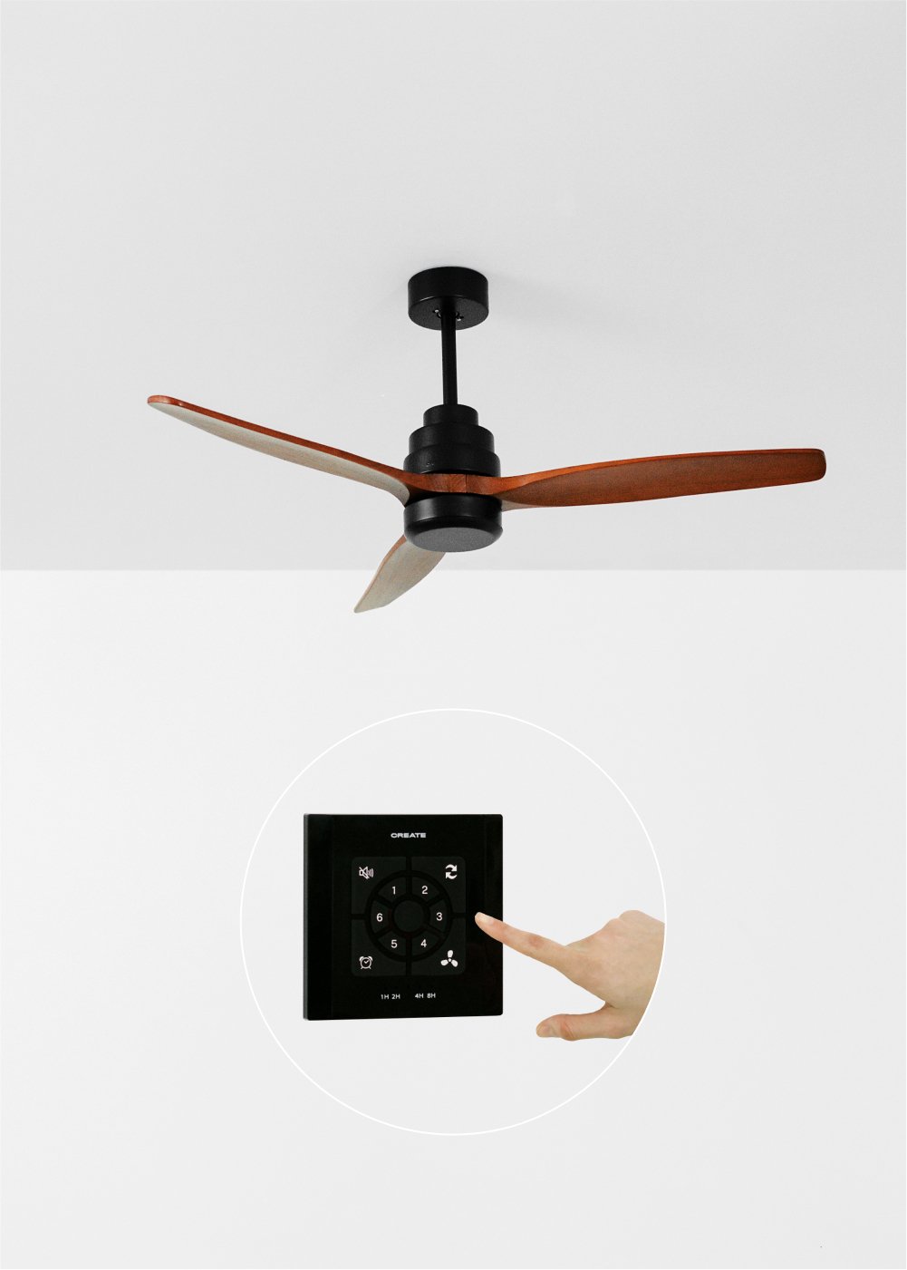 CREATE - WIND STYLANCE - Ventilador de techo 40W silencioso Ø132 cm 100% madera, imagen de galería 1