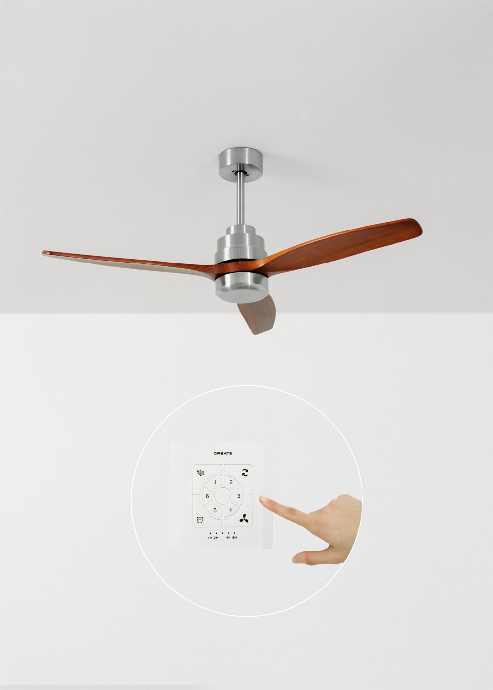 CREATE - WIND STYLANCE - Ventilador de techo 40W silencioso Ø132 cm 100% madera, imagen de galería 1