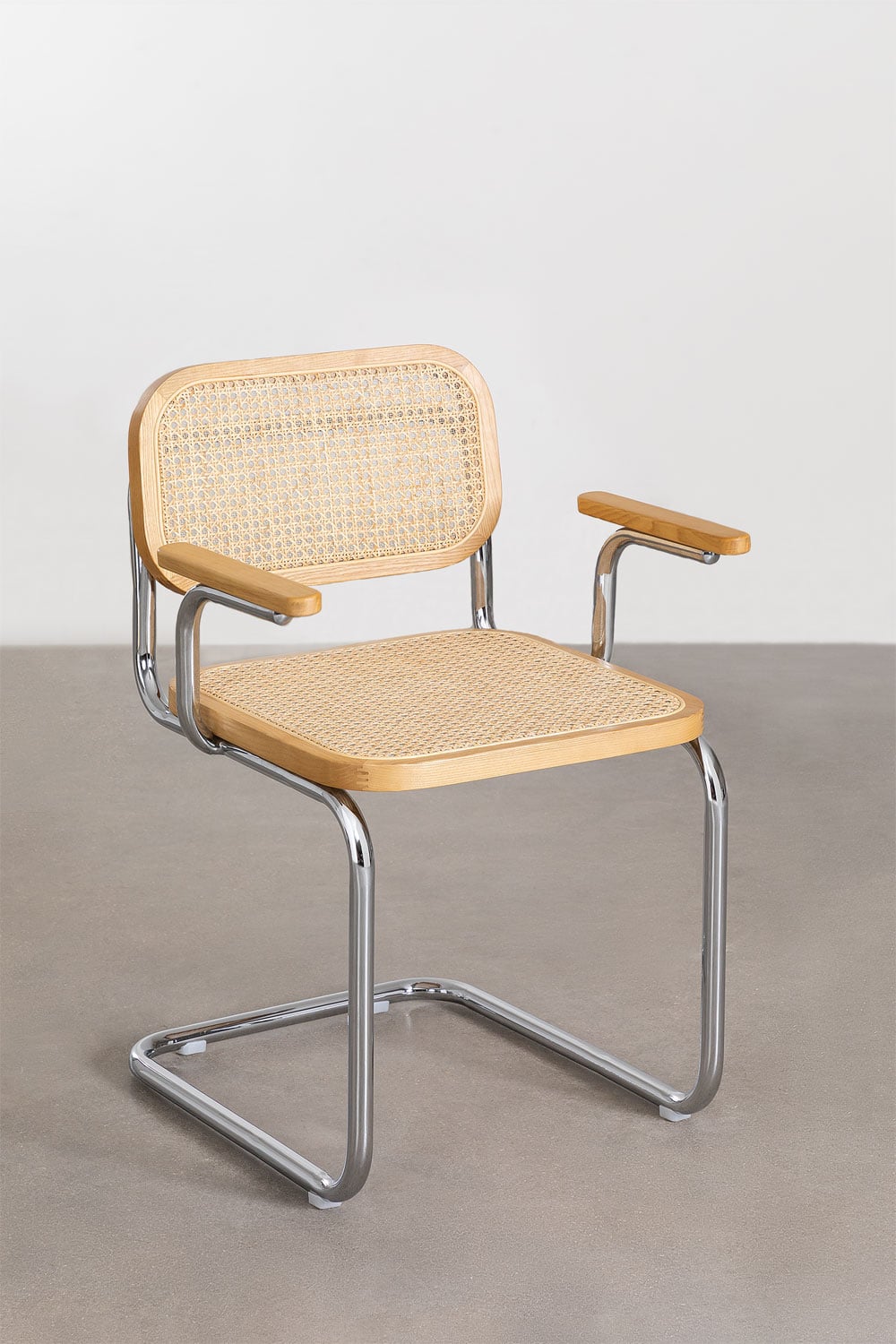 Pack de 4 sillas de comedor con reposabrazos en ratán y acero Tento , imagen de galer&iacute;a 3