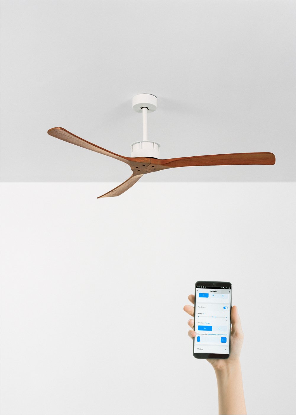 CREATE - WIND LARGE - Ventilador de techo 40W silencioso XL Ø152 cm 100% madera, imagen de galer&iacute;a 1