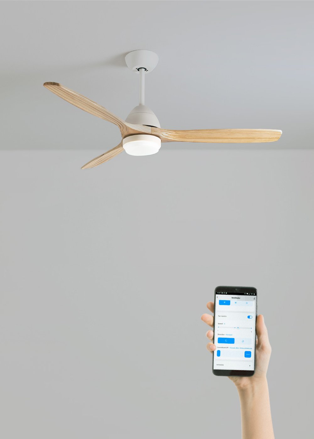 CREATE - WIND CUP - Ventilador de techo 40W silencioso Ø132 cm 100% madera, imagen de galería 1