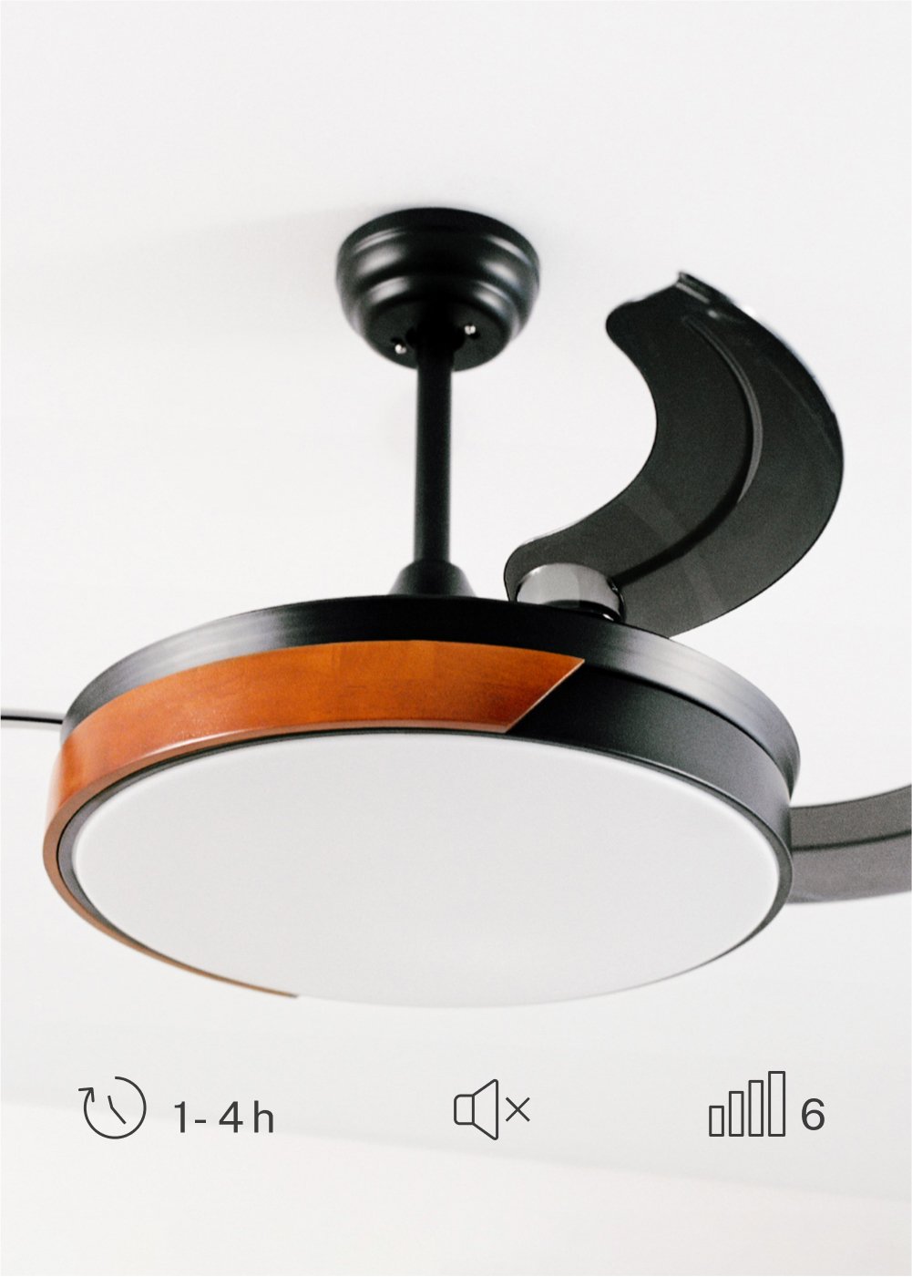 CREATE - WIND CLEAR - Ventilador de techo 40W silencioso Ø108cm aspas retráctiles con luz LED de 36W, imagen de galería 6