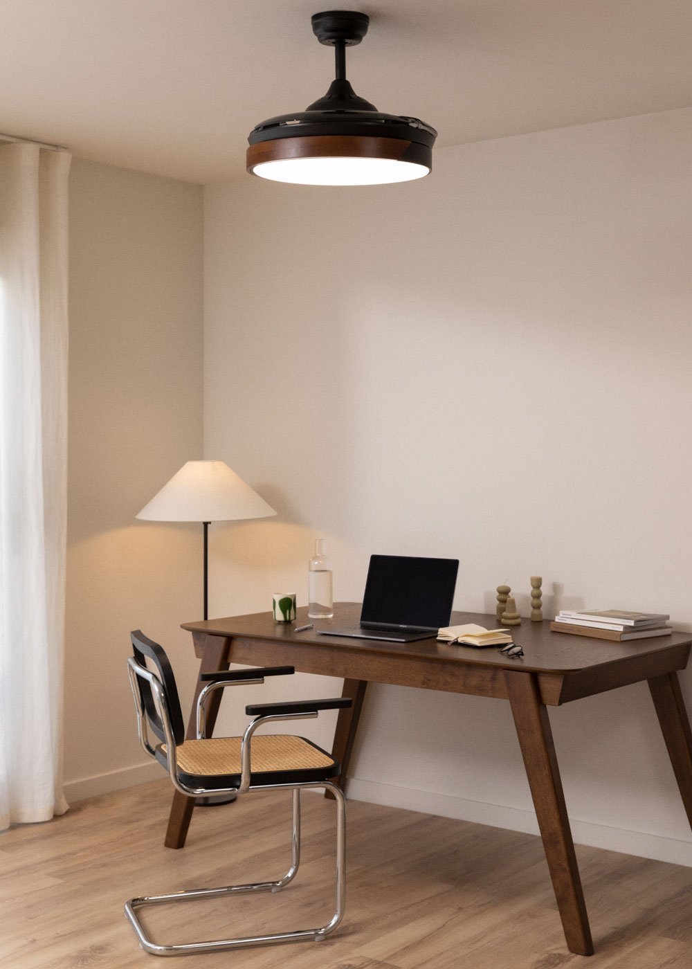 CREATE - WIND CLEAR - Ventilador de techo 40W silencioso Ø108cm aspas retráctiles con luz LED de 36W, imagen de galería 1